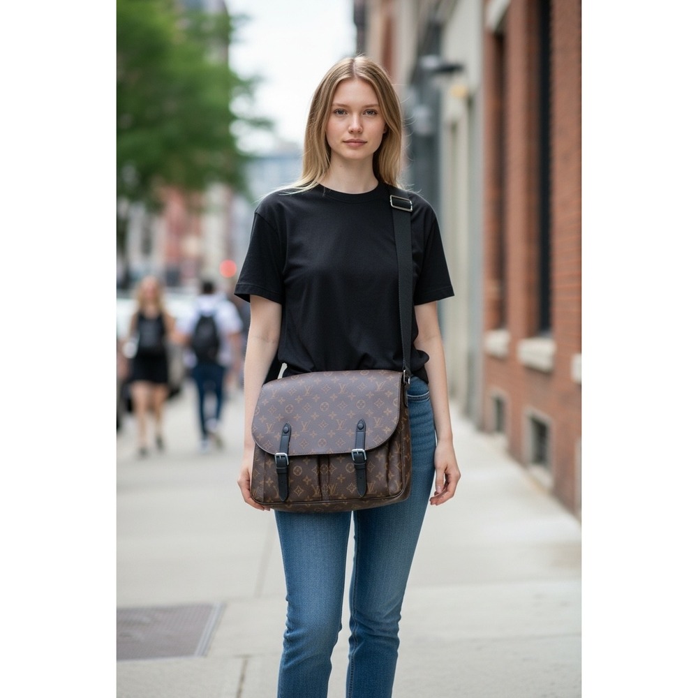 Louis Vuitton (Likeness) Monogram Messenger Bag Brown Coated Canvas Crossbody